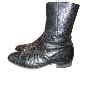 MORESCHI ITALY Genuine Ostrich Skin Boots with Brass Boots Soles size 9 Vintage